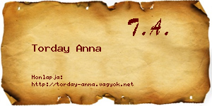 Torday Anna névjegykártya